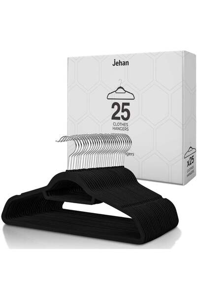 Generic Non-Slip Velvet Hangers 25 Pack, Space Saving Clothes Hanger Set with...
