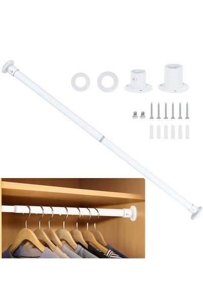 Generic Extendable Metal Wardrobe Rod, Thickened Steel Wardrobe Rail Tube, Wa...