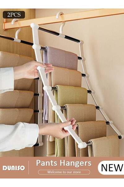 Generic 2 Packs Pants Hangers for Closet Storage , Space Saving Clothes Hange...