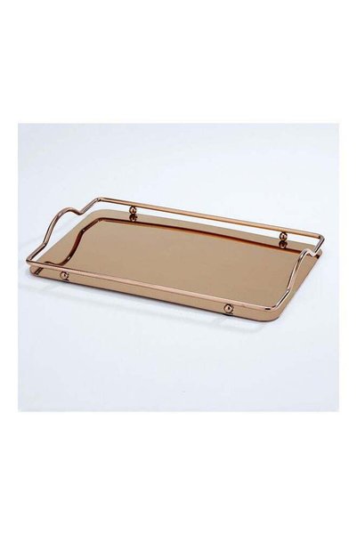 Generic Stainless Steel Rectangle Dim Sum Tray Rose Gold 34.5 x 21cm
