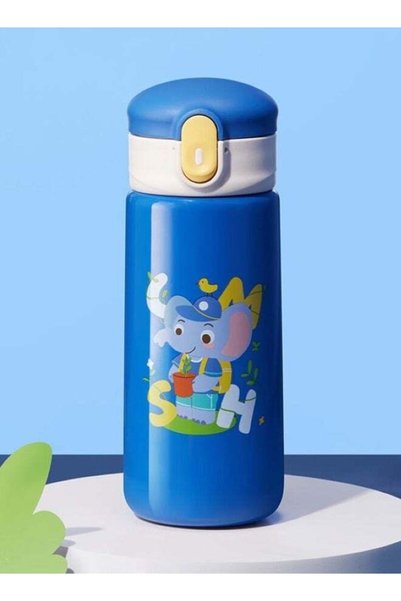 Generic Stainless Steel Printed Water Bottle Colour Blue 360ml