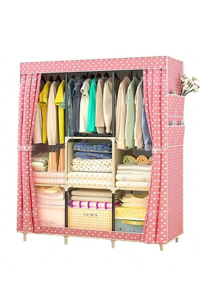 Generic Portable Wardrobe Organizer Foldable Canvas Fabric Clothes Storage Or...
