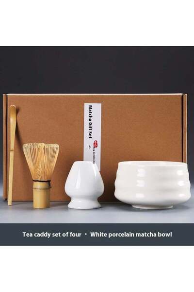 Generic Matcha Stirrer Set, Set of 4 Matcha Set with Ceramic Bowl, Fork Bambo...