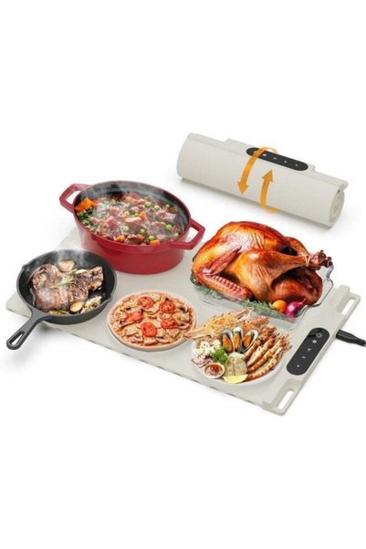 Generic Electric Food Warming Mat 65×38cm, Silicone Heating Tray with 3 Tempe...
