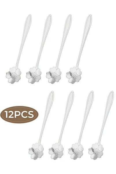 Generic Silver cherry blossom-shaped coffee spoon - Long stainless steel mate...