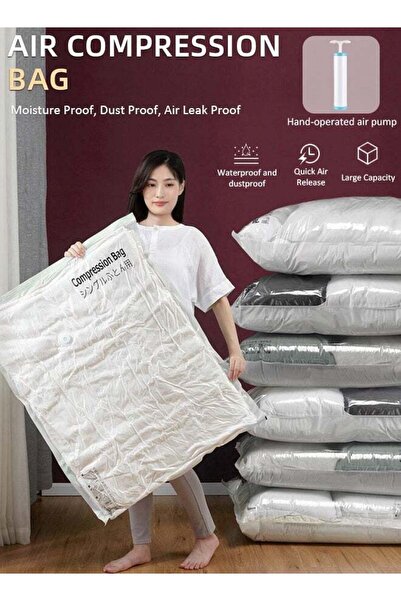 Generic 5 Pack Vacuum Storage Bags,Compression Bags Pump Needed Reusable Comp...