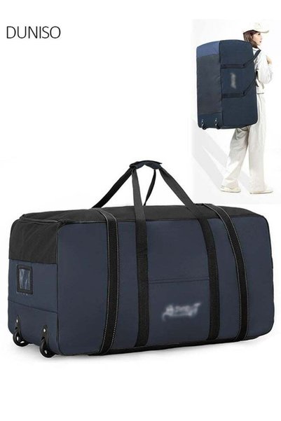 Generic Foldable Rolling Duffel Bag with 2 Wheels, Collapsible Rolling Duffel...
