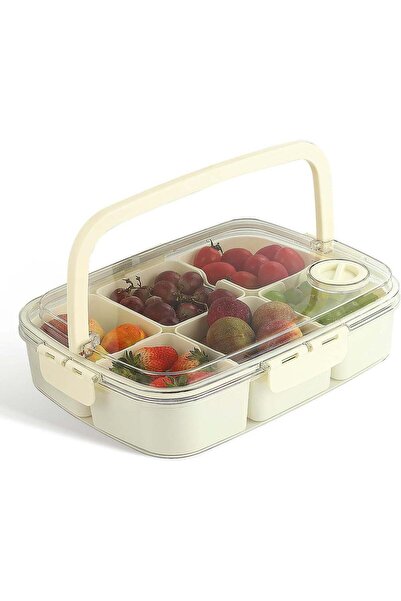 Generic 6 Compartments Snacks Box, Divided Serving Tray with Lid and Handle, ...
