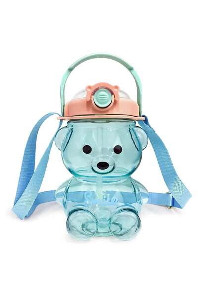Generic Kawaii Bear Water Bottle with Straw and Strap, Cute Water Bottles for...