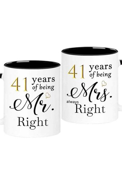 Generic 41 Year Anniversary Coffee Mugs Set of 2, 41 Years of Being Mr Right/...