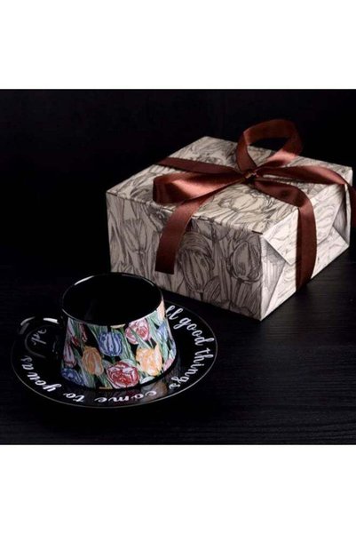 Generic European retro coffee cup and saucer set coffee cup gift box set bone...