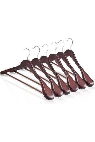 Generic HOUSE DAY High-Grade Wooden Coat Hangers with Non-Slip Pants Bar - 6 ...