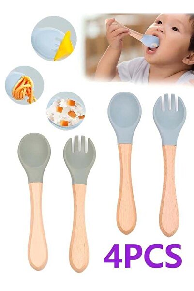 Generic 4 Pcs Silicone Baby Spoons and Forks, Soft-Tip Baby Flatware Sets, Se...