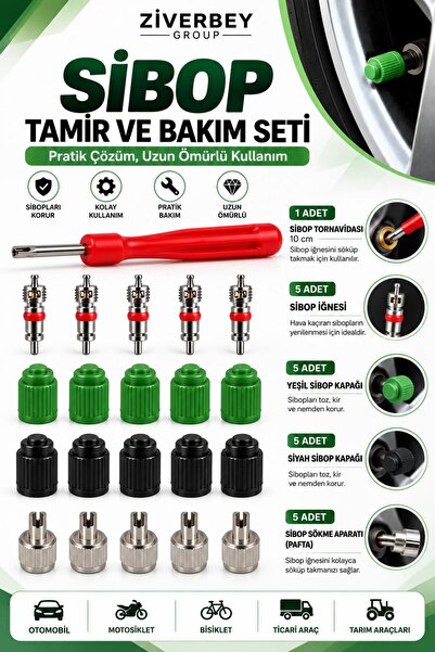 ZİVERBEY Sibop Tamir ve Bakım Seti – 5’li Sibop İğnesi + 5’li Yeşil, Siyah ve...