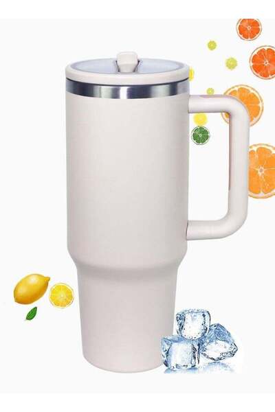 Generic 40 oz Water Bottle with Handle and Flip Straw - Fits in Cup Holder, L...