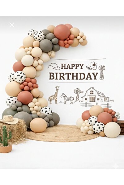 Çemrek Süs Parti Retro Farm Detailed Balloon Chain Set of 100