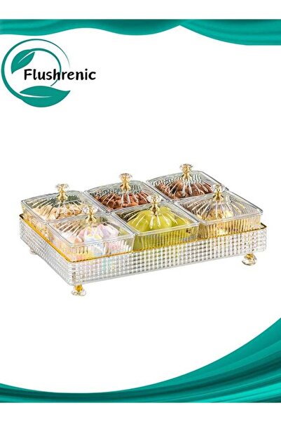 Generic Snack Serving Tray with Lid 6 Clear Candy and Nut Serving Container s...