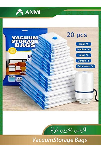 Generic 20-Pack Vacuum Storage Bags with Electric Pump, Reusable Space Saver ...
