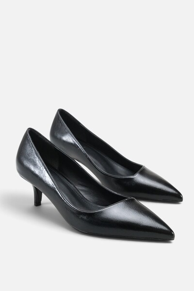 Liza Shoes حذاء تالي النسائي الأسود ذو الكعب القصير A003-K601