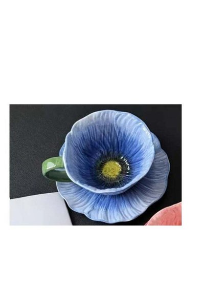 Generic Ceramic Flower Coffee Mug with Saucer,Creative Coffee Cup,Ceramic Tea...