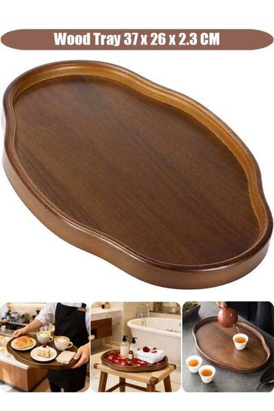 Generic Wood Serving Tray, Walnut Wood Tray, Wooden Irregular Decorative Serv...