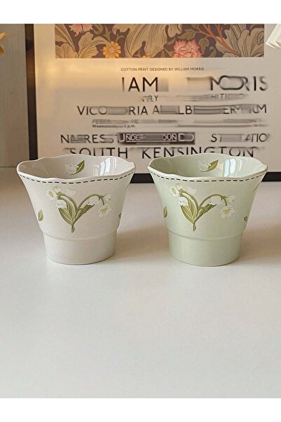 Generic 2pcs Lily of the Valley Ceramic Mug Set, 130ml Floral Porcelain Tea C...