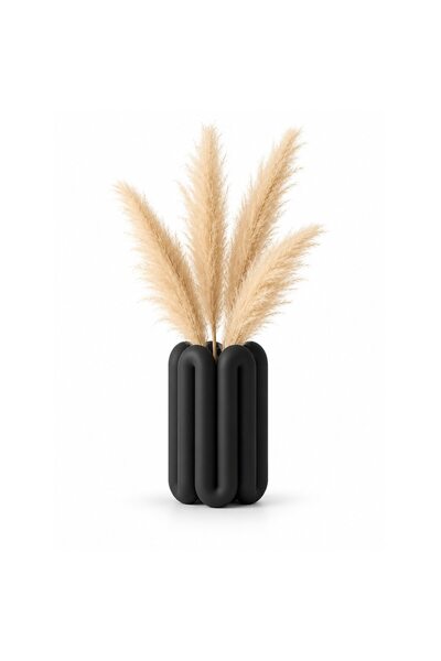 OEM Vază decorativă cu design sculptural geometric, negru, 115.12x119.65x219....