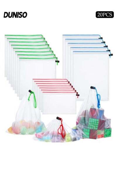 Generic 20 Pcs Produce Bags Mesh Pouch，Toy Storage Bags，Drawstring Washable O...