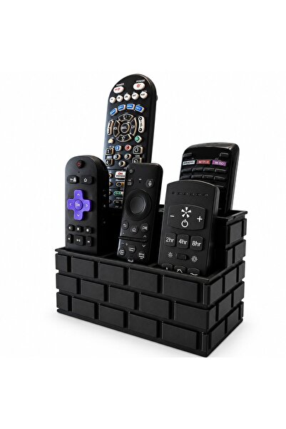 OEM Organizator telecomenzi, Suport multiplu cu design tip cărămidă, Negru