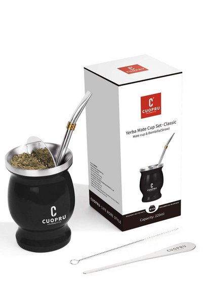 Generic Yerba mate cup set 220ml argentinian style with straw and tea strainer
