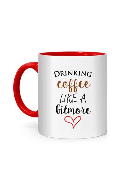 Generic Drinking Coffee Like A Gilmore Printed Mug White/Red 10cm
