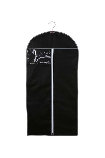 Generic Zippered Hanging Suit Protector Bag Black