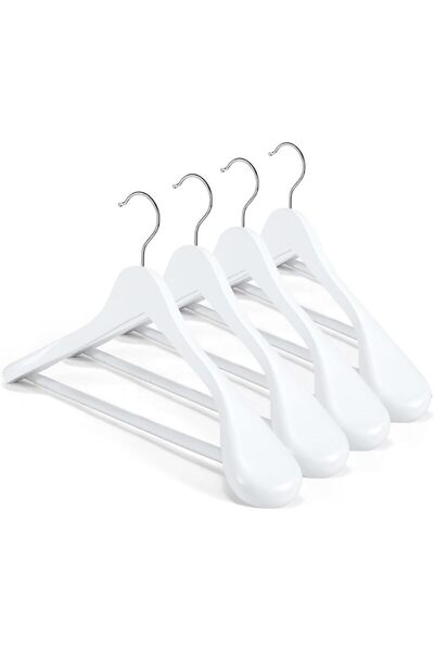 Generic HOUSE DAY 4-Pack Wide Shoulder Wooden Hangers, White Suit Hangers wit...