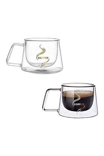 Generic 2-Piece Double Wall Insulated Coffee Printed Mug Clear 200ml