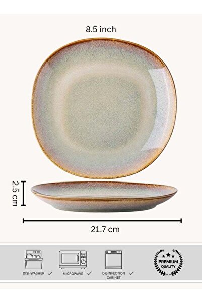 Generic Premium Ceramic Plate, Colorful Flame Irregular Round Dinner Plate, H...