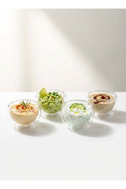 Generic Set of 4- 100 ML Borosilicate Double wall Glass Dip Bowl. Elegant Ins...