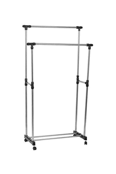 Generic Extendable Double Garment Rack Silver/Black