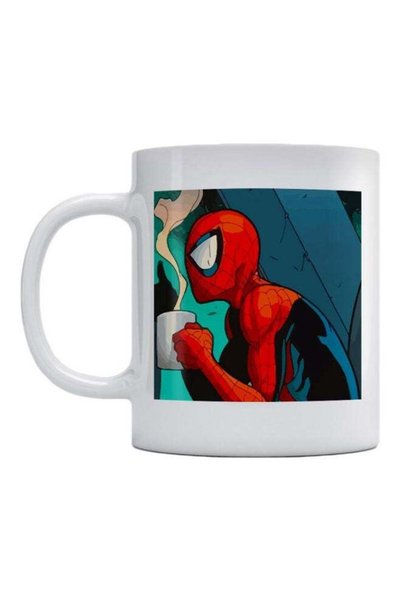 Generic Spiderman Printed Ceramic Mug Red/Blue/White