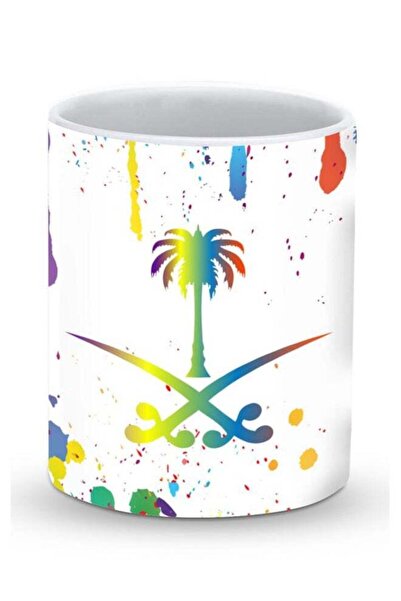 Generic Premium Colourful Saudi Designer Mug White/Green/Yellow 325ml