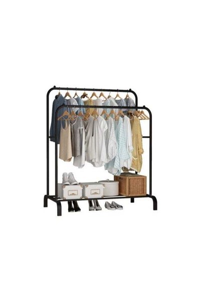 Generic Clothes Organizer And Holder Metal Stand Black 110*54*150(132)cm