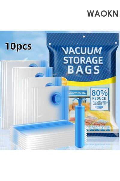 Generic 10-Pack Vacuum Storage Bags with Manual Pump ,Thick, sturdy, and dura...