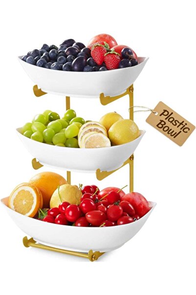 Generic Plastic Fruit Bowl Basket for Kitchen Countertop, 3 Tier Fruit Holder...