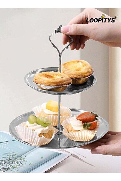 Generic Paper cupcake display rack, 2-layer tray, stainless steel material (1...