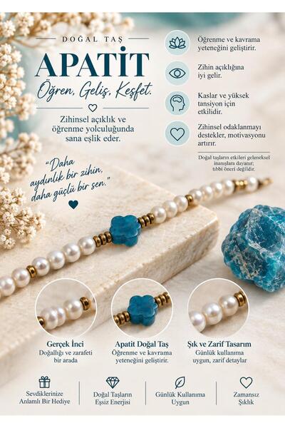 Satürn Silver Kuyumculuk Doğal Taşlı Gerçek İnci Bileklik