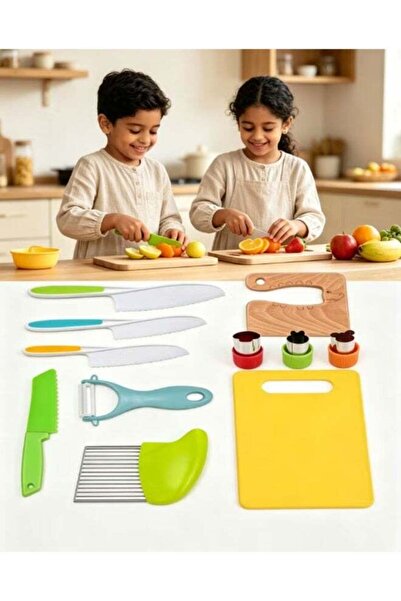Generic 11 Pieces Wooden Kids Kitchen Knife, Knife Set Include Wood Serrated ...