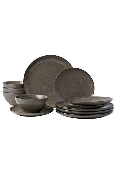 Generic Tempus Series 12 Pieces Dinnerware Set, Dark Olive