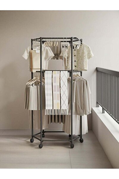 Generic Heavy-Duty Adjustable Clothes Drying Rack - 2-Tier Metal Shelves + Ha...