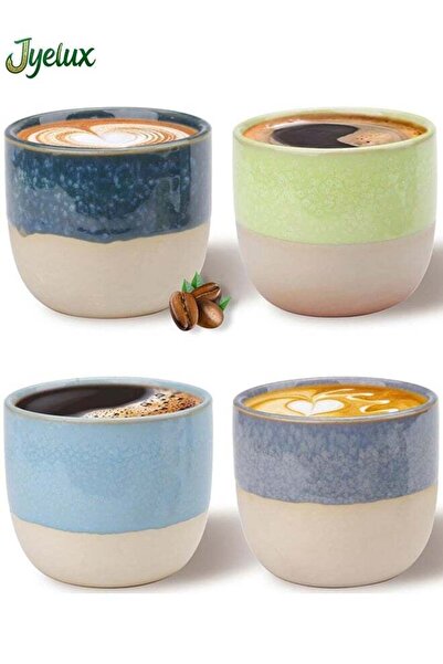 Generic Espresso Cups Set of 4, 5 Oz/150 ml Ceramic Coffee Cups, Semi-Glaze D...