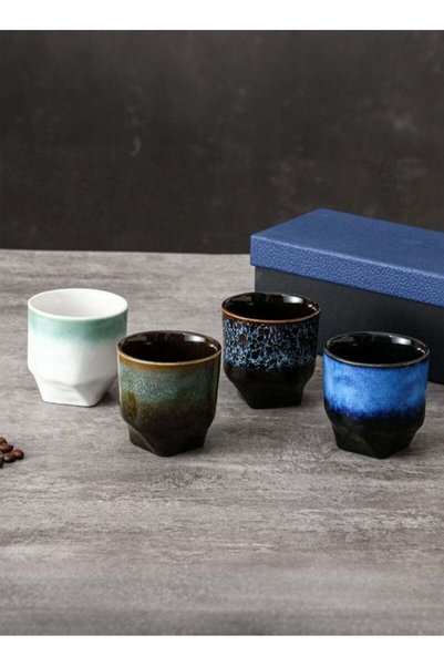 Generic 4-Piece Ceramic Cup Espresso Cups With Gift Box Elegant Coffee Cups A...