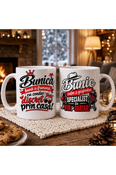 OEM Set de 2 căni pentru bunici: „Bunica mea bună și frumoasă, merg discret p...